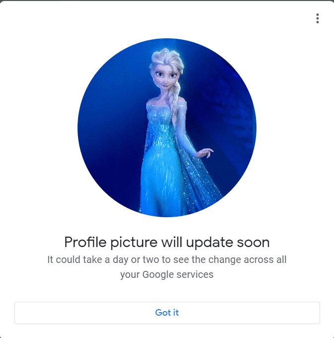 Espere un momento y podrá ver la imagen de perfil actualizada al GIF seleccionado