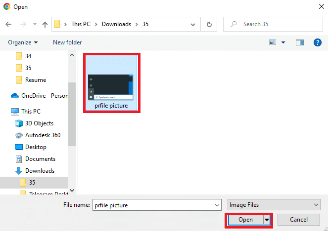 busque el archivo GIF, selecciónelo y haga clic en el botón Abrir.  Cómo cambiar mi imagen de Google a GIF animado