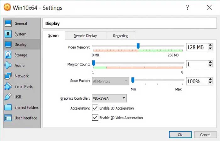 VirtualBox en pantalla completa para Windows 10