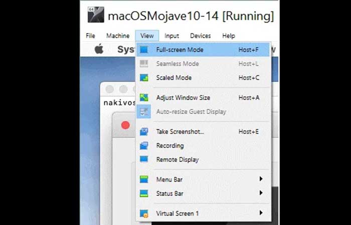 VirtualBox en pantalla completa
