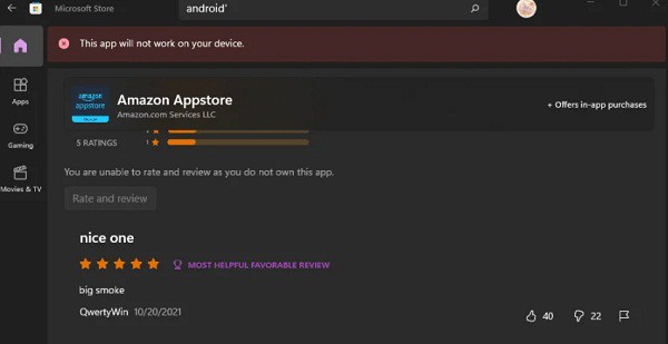 Error Esta aplicación no se ejecutará en su dispositivo