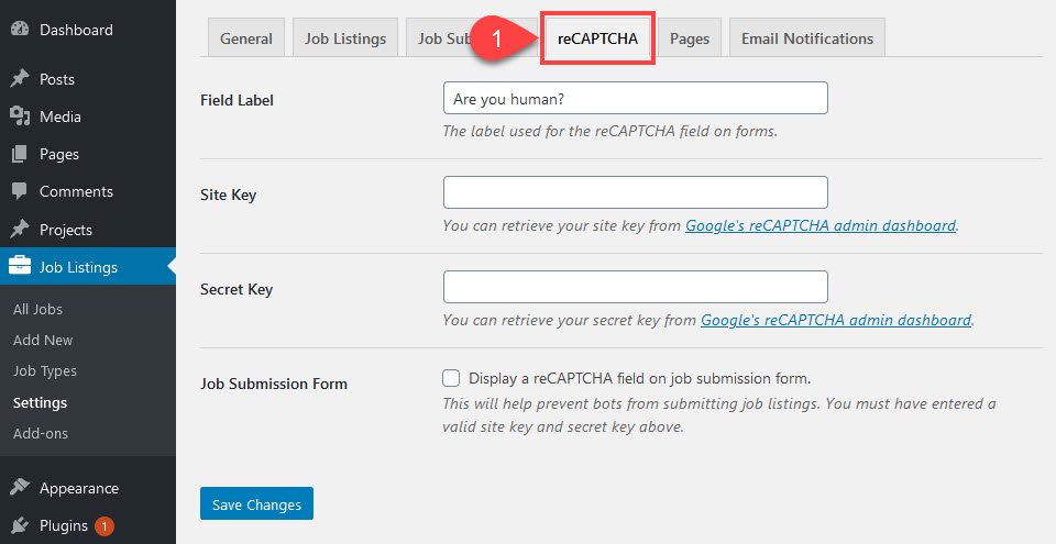 cómo crear una bolsa de trabajo y agregar CAPTCHA nuevamente