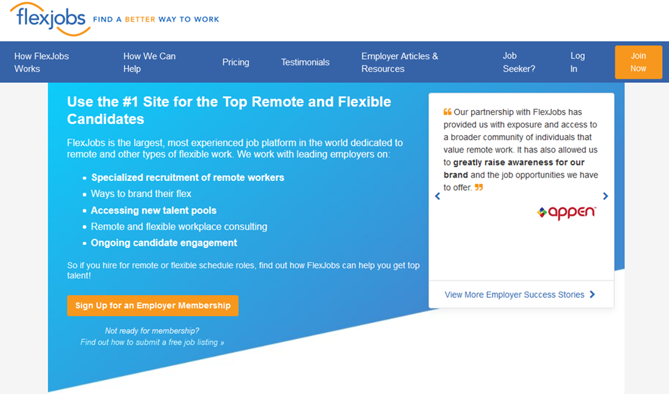 use flexjobs para encontrar un buen desarrollador de wordpress