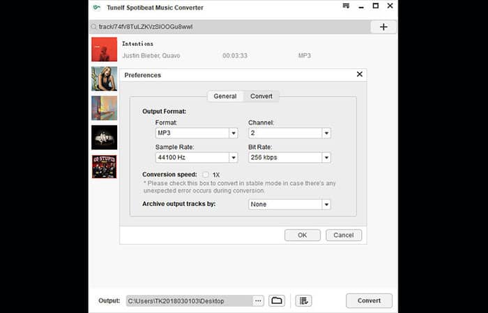 Elija su formato de salida preferido para la música de Spotify