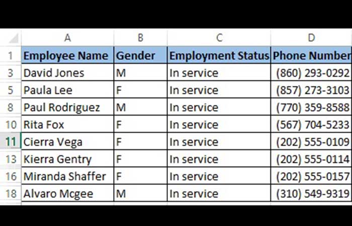 Ocultar filas en Excel