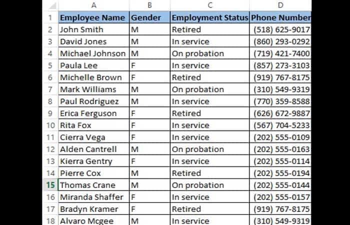 Ocultar filas en Excel