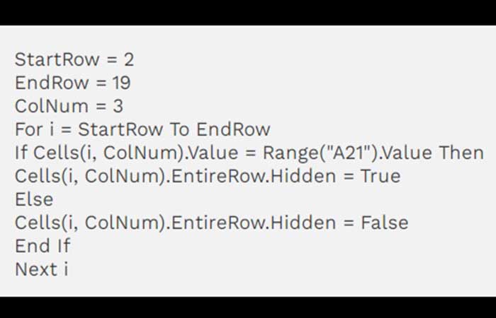 Ocultar filas en Excel