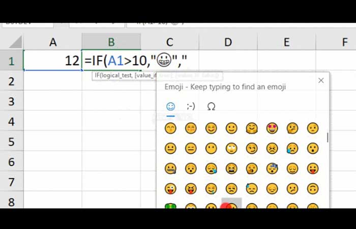 Usar emojis en fórmulas de Excel