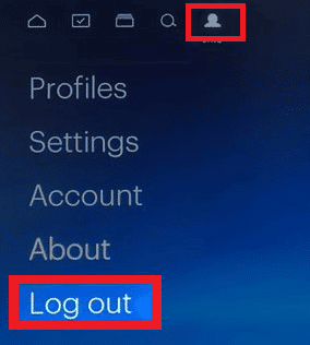 Haga clic en Cerrar sesión.  Solucionar el error 5005 de Hulu