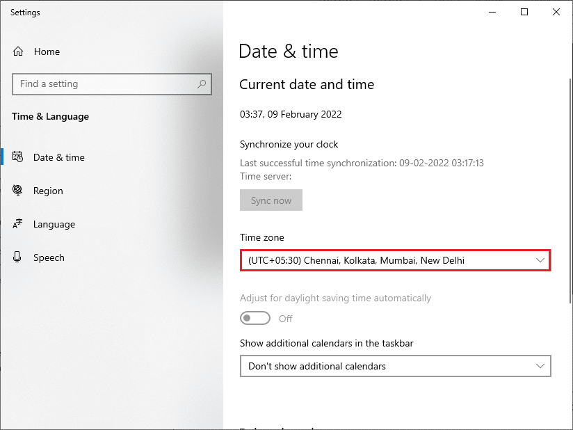 Zona horaria.  Solucionar el error 5005 de Hulu en Windows 10
