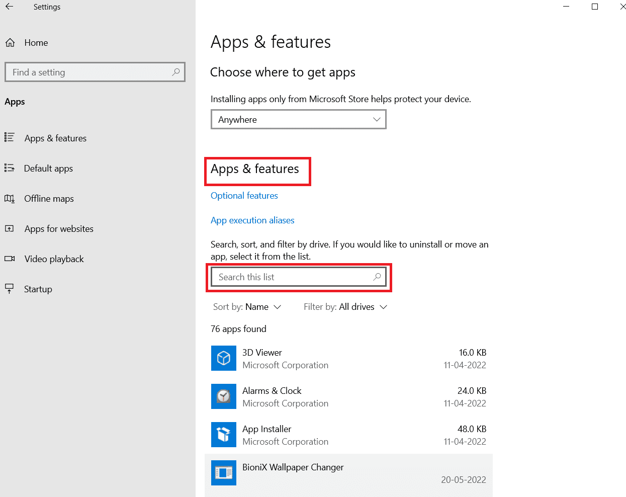 Busque software avast en la lista.  Solucionar el error 5005 de Hulu en Windows 10