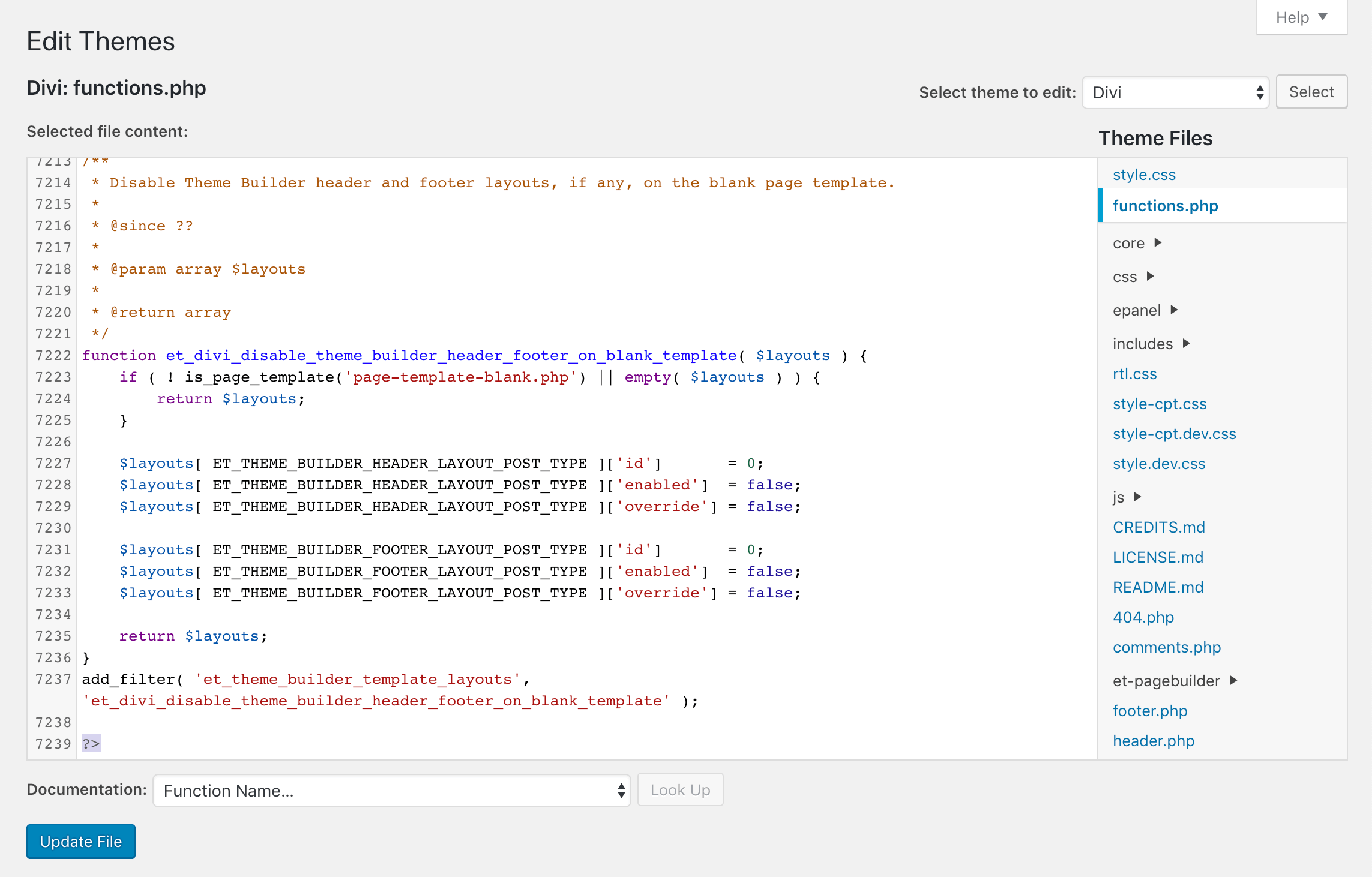 Eliminando la etiqueta PHP de cierre en el editor de temas.