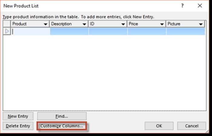 Personalizar columnas.