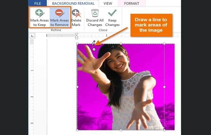 Marcar áreas para eliminar