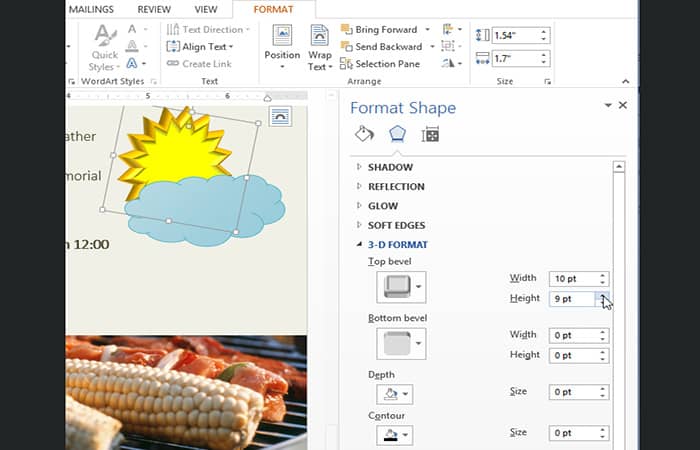 ajuste preestablecido de bisel