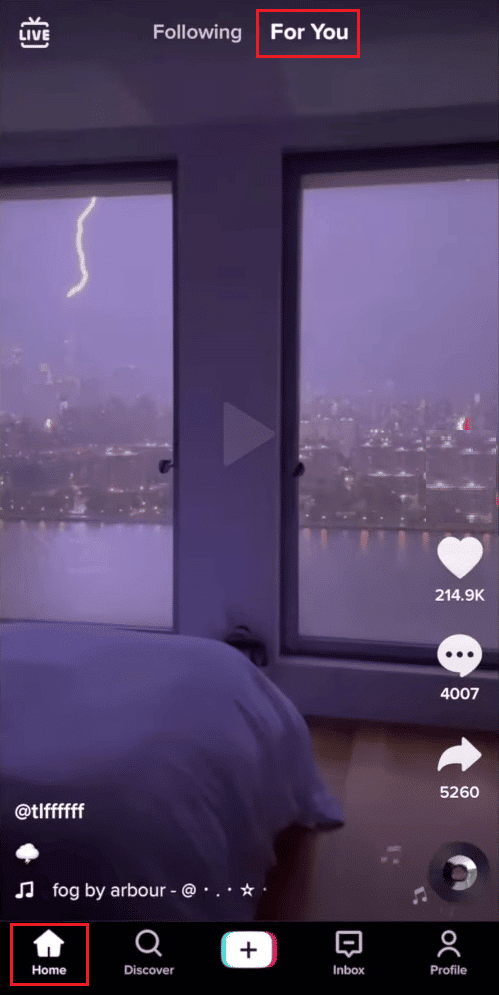 Toque la pestaña Inicio para ver el feed Para usted y encontrar los videos de TikTok de cualquier persona