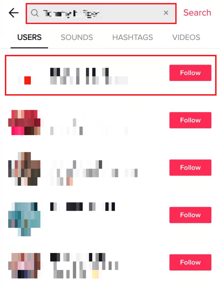 desde la barra de búsqueda, busque el perfil de TikTok deseado y vea los videos de TikTok desde su página de perfil |  encontrar a alguien por nombre de usuario en TikTok