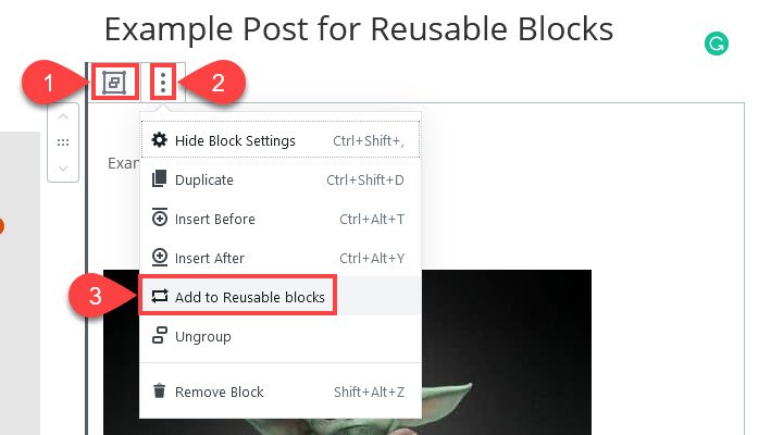 Bloques de WordPress reutilizables