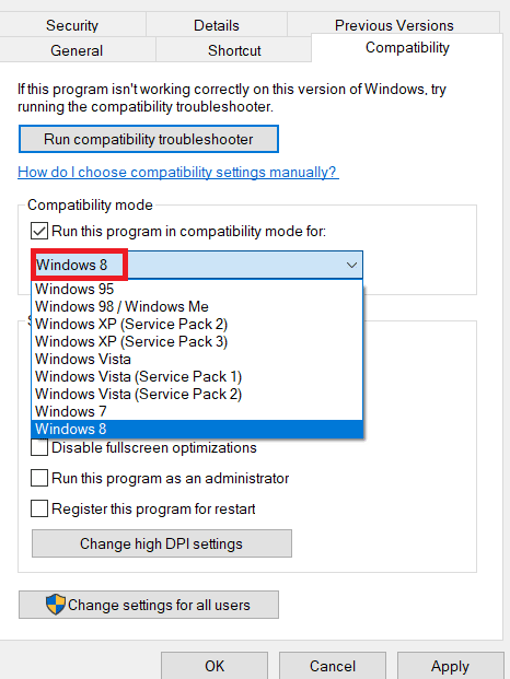 elija las opciones desplegables de Windows 7 o Windows 8.  Arreglar High Ping en League of Legends