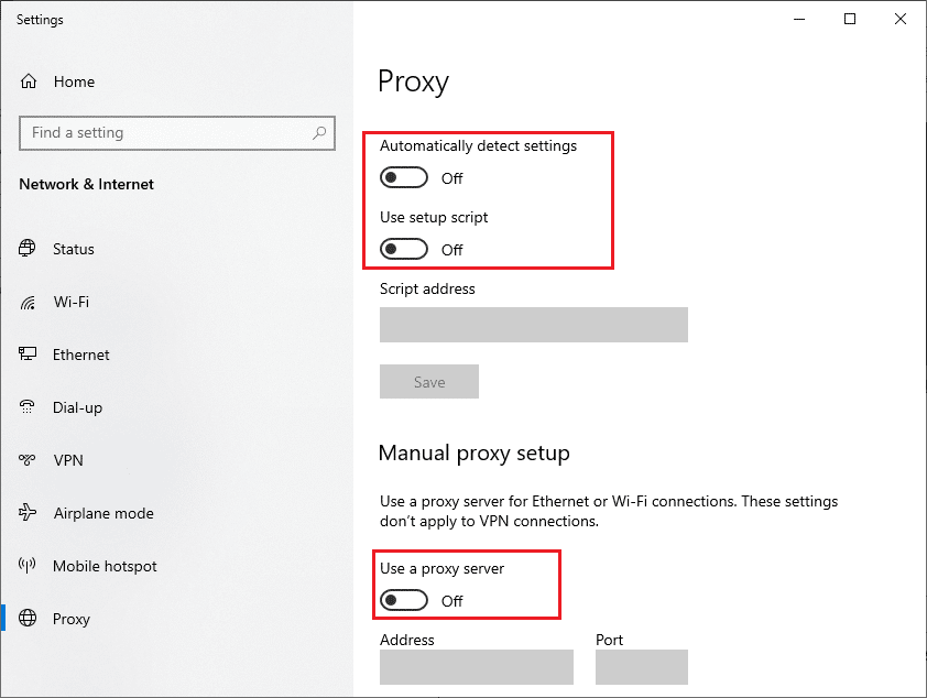 desactive el servidor proxy.  Arreglar High Ping en League of Legends