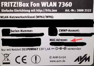 La dirección MAC del FRITZBox MAC FRITZ Box