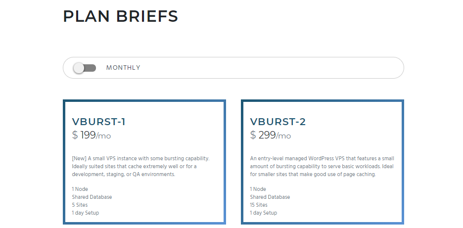 Algunos ejemplos de los planes de Pagely.