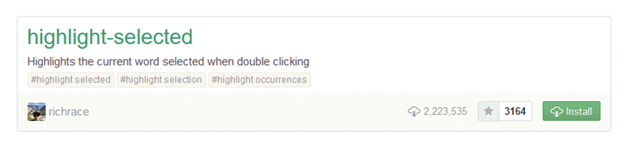 resaltar el paquete seleccionado