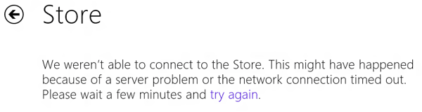 La tienda de Windows no puede conectarse