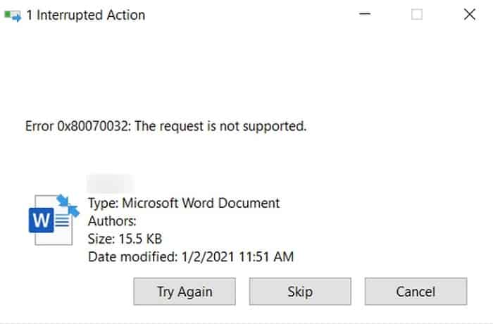 Error 0x80070032