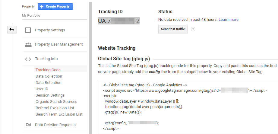 Obtenga el código de seguimiento analítico.