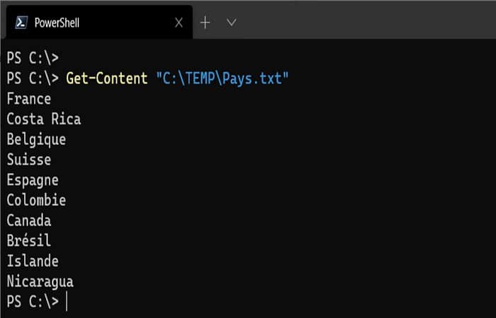 C:  TEMP  Pays txt