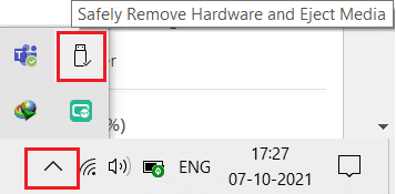 busque el icono Quitar hardware de forma segura en la barra de tareas