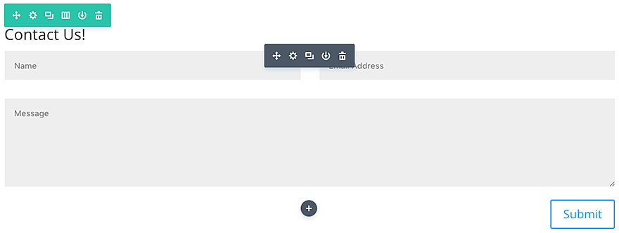 Módulo de formulario de contacto de Divi.