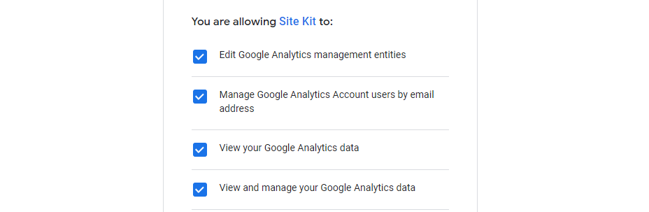 Verifique los permisos de Analytics.