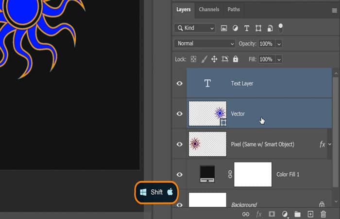 seleccionando dos capas al mismo tiempo