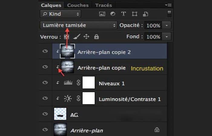 capa en Overlay y la segunda en Soft Light.