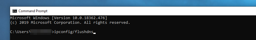 Vaciado de registros DNS en una computadora con Windows.