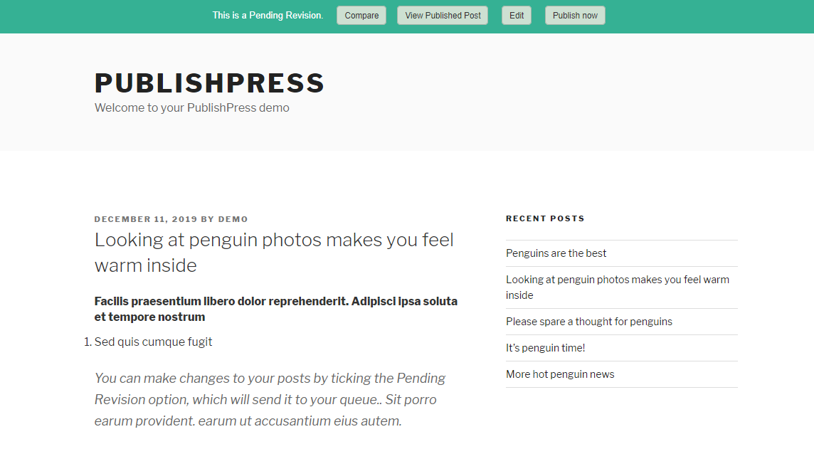 Vista previa de la versión.