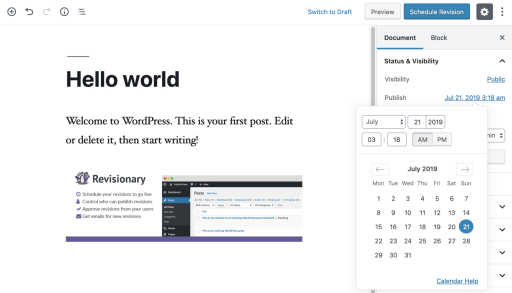 Planificación de una revisión posterior.