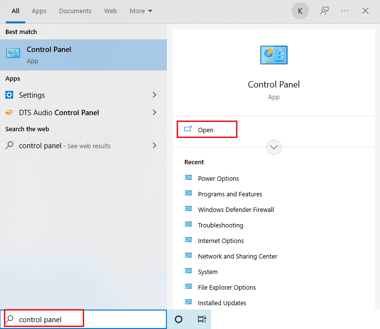 abra el Panel de control. Cómo arreglar la página de carga del problema de Mozilla Firefox