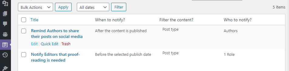 Edición de la notificación.