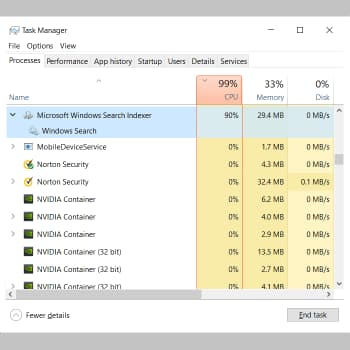 ¿Cómo reparar el alto uso de CPU de Searchindexer.exe?