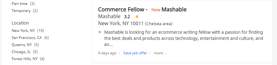 Un ejemplo de trabajo de redacción de comercio electrónico.