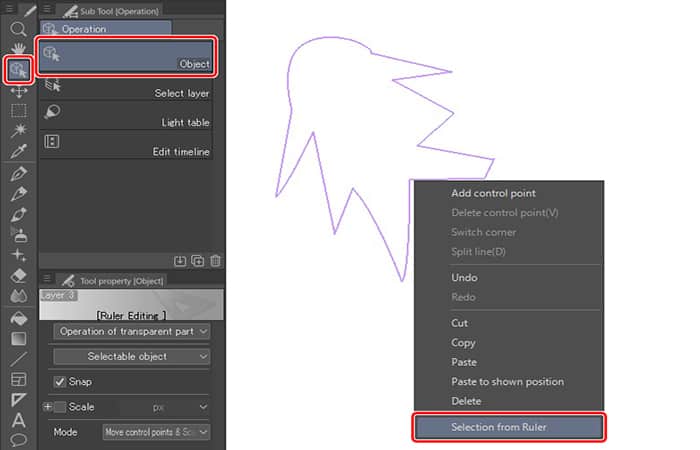 Seleccionar de la regla