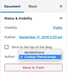 autor del cambio wordpress