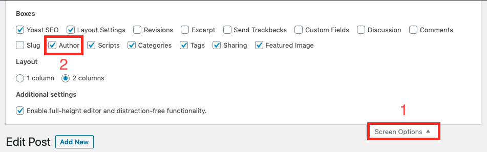 autor del cambio wordpress