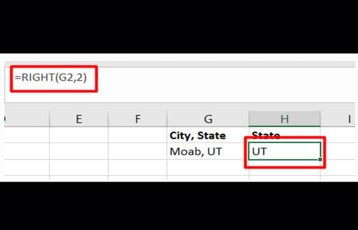 función DERECHA en Excel