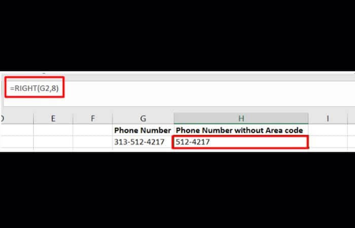 función DERECHA en Excel