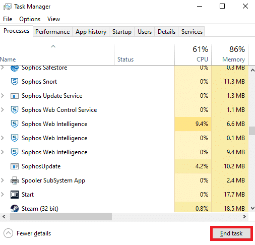 Haga clic en Finalizar tarea. Arreglar Internet sigue cayendo en Windows 10
