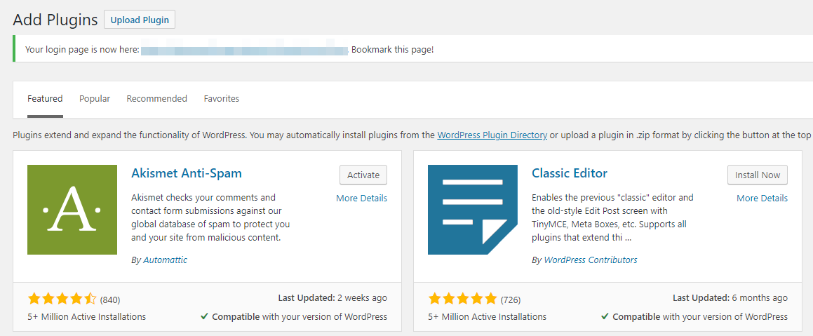 Usando el instalador del complemento de WordPress.